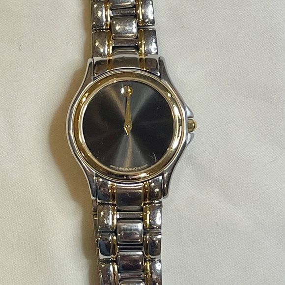 Movado Quartz Black Dial Two-tone Ladies Watch